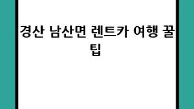 경산 남산면 렌트카 청결🧼꿀팁! 놓치면 손해💯
